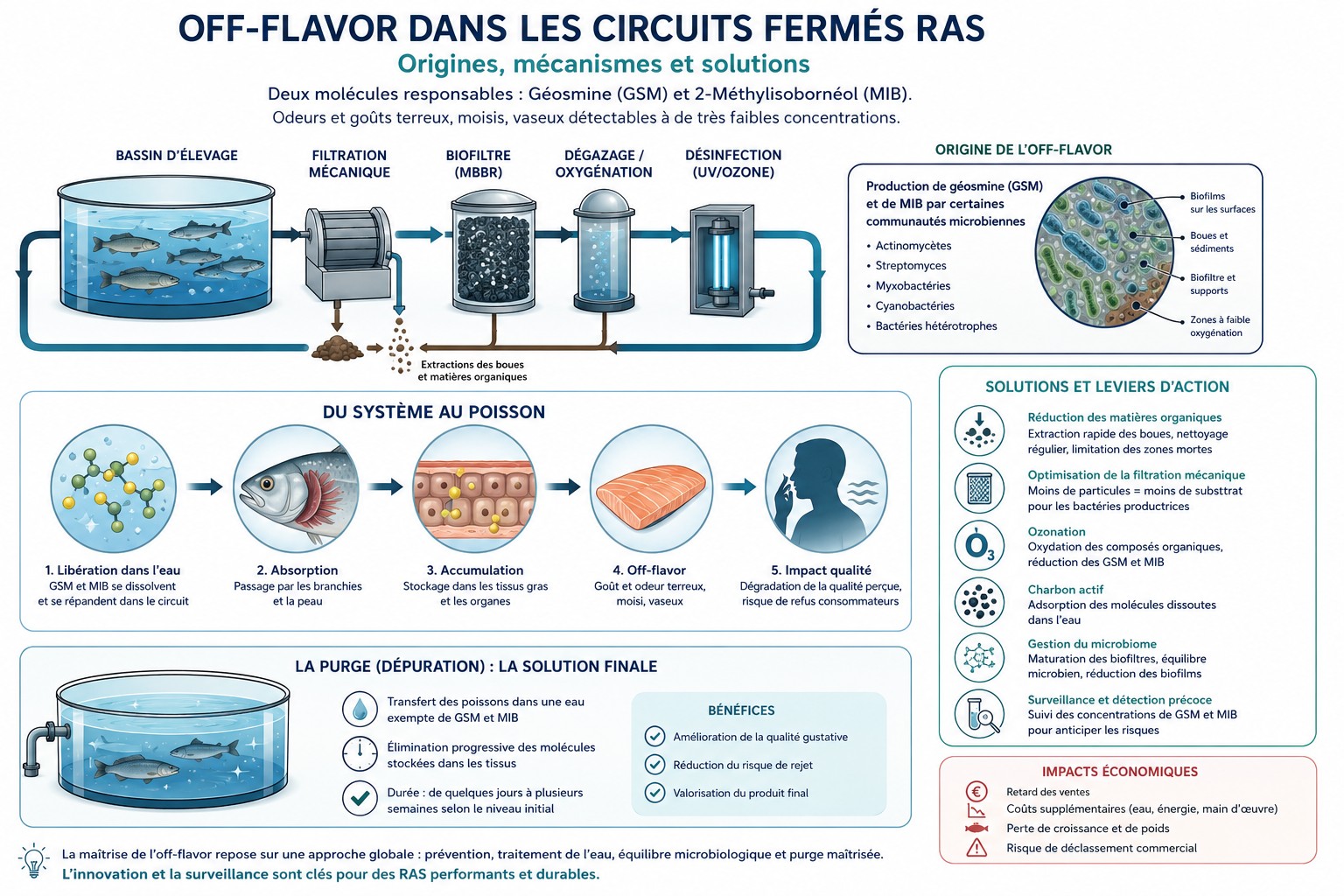 off flavor RAS aquaculture france